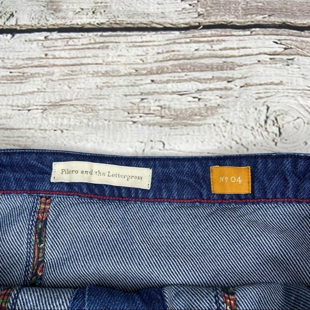 Anthro Pilcro and the Letterpress Denim Button Front Miniskirt Size 4 - Picture 2 of 6